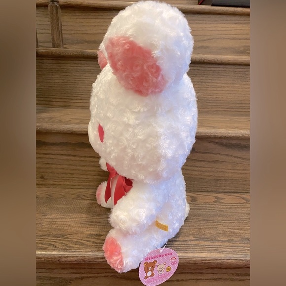 San-x Rilakkuma Rose Fur big plush with red ribbons - Picture 3 of 5